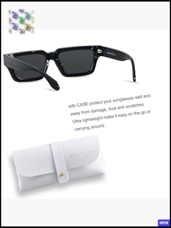 Thick Frame Rectangle Chunky Retro Sunglasses UV400 Protection Unisex main image 5